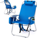 VINGLI Tall Beach Chair 1 Pack Lightweight, Backpack Beach Chair for Adults with 5-Position, Cooler Bag, Cup Holders, Towel Bar, Lightweight Folding Beach Camping Chairs Blue