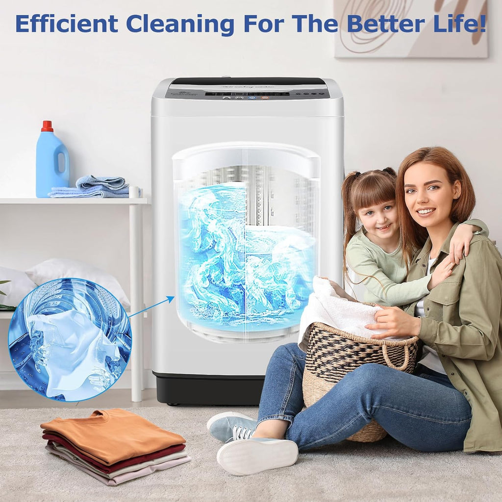 Nictemaw Portable Washing Machine, 20Lbs Capacity Full-Automatic Portable Washer, 2.8Cu.ft Washer and Dryer Combo with Drain Pump, LED Display, 10 Programs & 8 Water Levels for Apartment Dorm RV