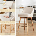 Modern Bar Stools Set of 2,Swivel Counter Height Bar Stools with Soft Upholstered Back,Thick Seat,Wooden Legs, 27" Counter Stools for Kitchen Island (Sand, 2 Pieces - 27" Counter Height)