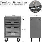Iron-Top Rolling Tool Chest with Lockable Wheels and Side Handles, 7-Drawer Tool Storage Cabinet with Ball Bearing for Garage, Repair Shop, Required Assembly, Large Storage Capacity (Iron, 5-Gray)