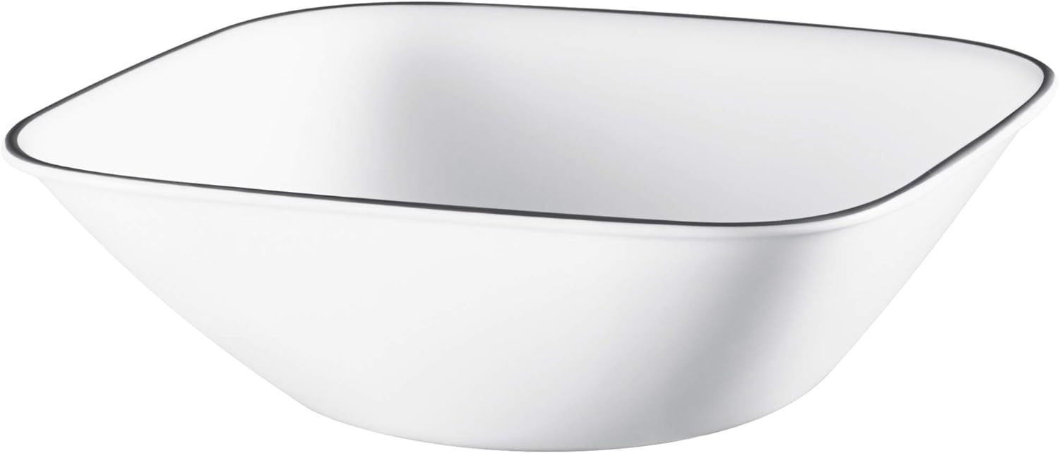 Corelle Vitrelle 18-Piece Service for 6 Dinnerware Set Triple Layer Glass and Chip Resistant, Lightweight Square Plates and Bowls Set, Timber Shadows