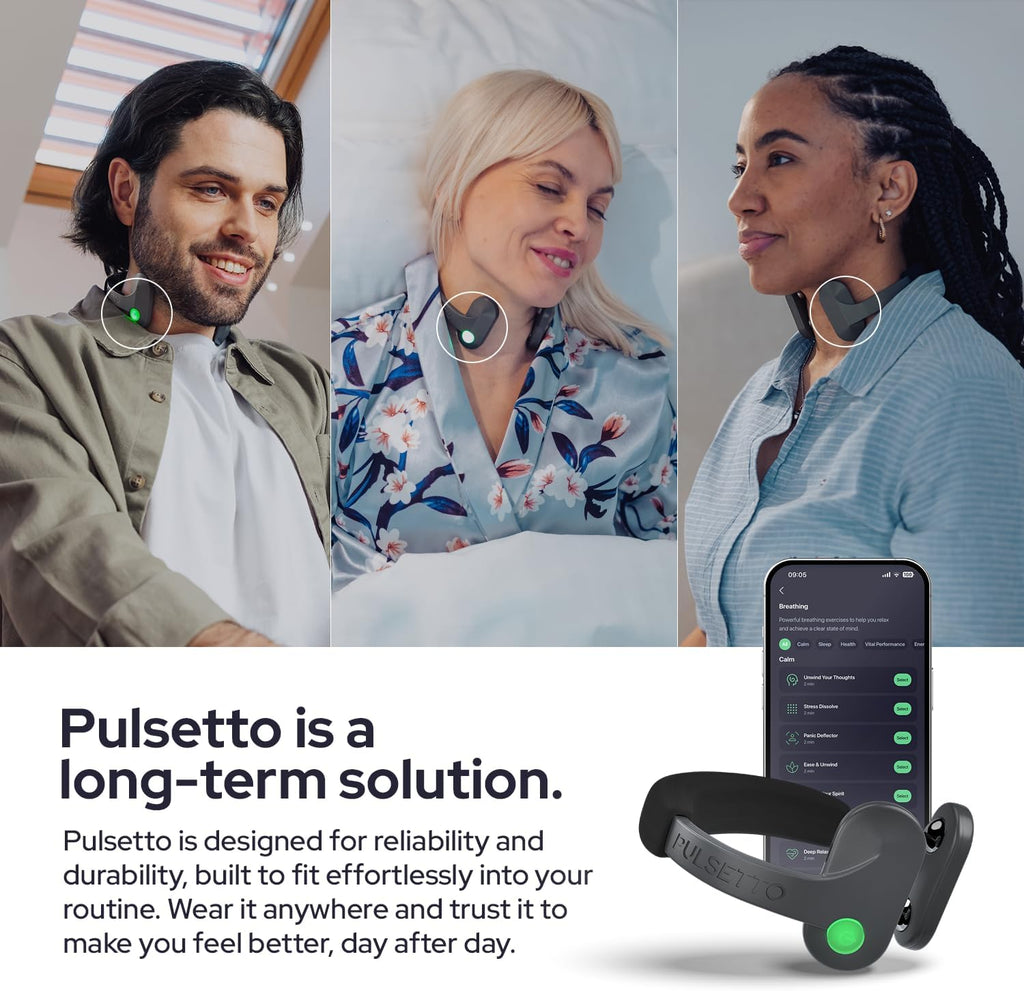 Pulsetto Wellness Wearable with Vagus Nerve Support – Patented Neuro Technology for Relaxation  Stress Balance  Focus  and Restful Sleep
