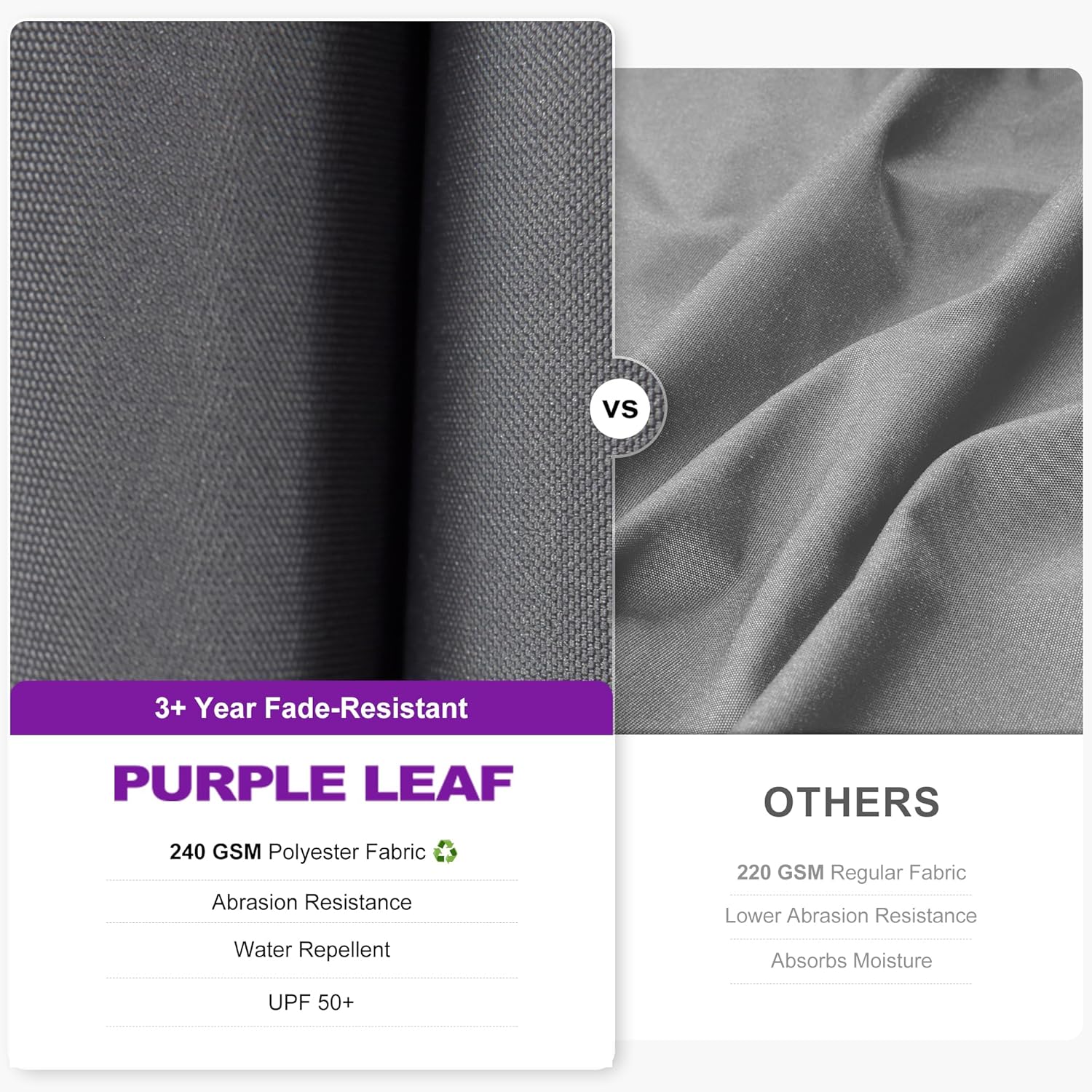 PURPLE LEAF 8.8' X 8.8' Left-right Tilt Patio Umbrella Outdoor Cantilever Swivel Square Umbrella with Tilt Aluminum Offset Umbrella with 360-degree Rotation for Garden Deck Pool Patio Light Grey