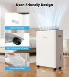 2500 Sq.Ft Dehumidifier for Basement, 32 Pint Dehumidifiers for Home with Drain Hose, Ultra Quiet 32dB, Smart Humidity Control, 24H Timer, Energy Efficient, Portable for Bedroom, Bathroom, RV