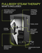 SAUNABOX® SmartSteam Kit Pro | Personal Steam Sauna for Home Use | Portable Sauna Tent with Chair  Mat & Case | Full-Body Steam Therapy for Relaxation  Detox & Recovery