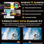 Android 15 Tablet,10 inch Tablets, Octa Core CPU, 12GB+64GB+512GB Expansion, 1280x800 Display Screen, Wi-Fi6, Dual Camera, 6000mAh Battery Tablet PC,Widevine L1 Google Kids Space