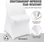 VEVOR Stretch Spandex Folding Chair Covers, Universal Fitted Chair Cover, Removable Washable Protective Slipcovers, for Wedding, Holiday, Banquet, Party, Celebration, Dining (100PCS White)