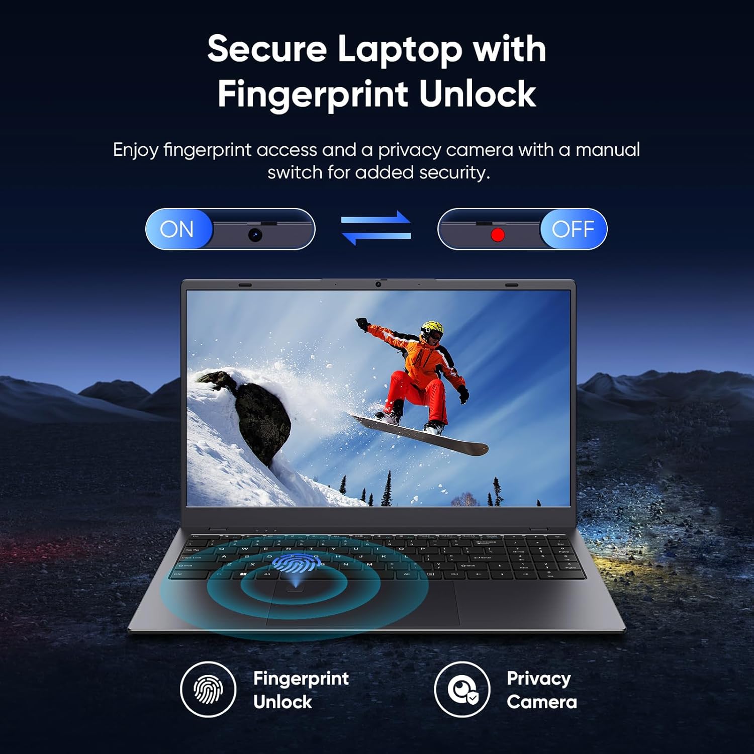 Coolby 15.6inch Laptop  12GB RAM/256GB SSD  1920x1080 IPS Display  Intel N95(Beats N5095) Quad Core Laptop Computer  Support Fingerprint  WiFi 5  BT