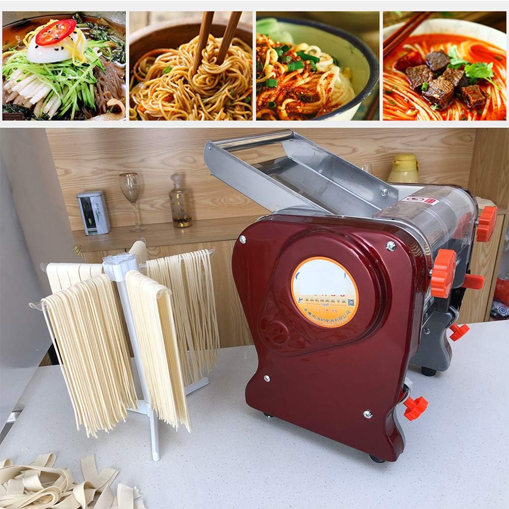 Pasta Maker Machine,Electric Noodle Maker&Dumpling Machine for Commercial&Home Use,Stainless Steel Dual-Cutter No Disassembled-3/9mm Width Noodle/Thickness Dough-Auto Noodle Sheeter