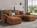 EASE MOOSE Brown Sectional Modular Sofa,Comfty U Shape Sectional FSC Certified Modern Deep Seat Couch,Brown Modular Cloud Couch,Removable and Washable