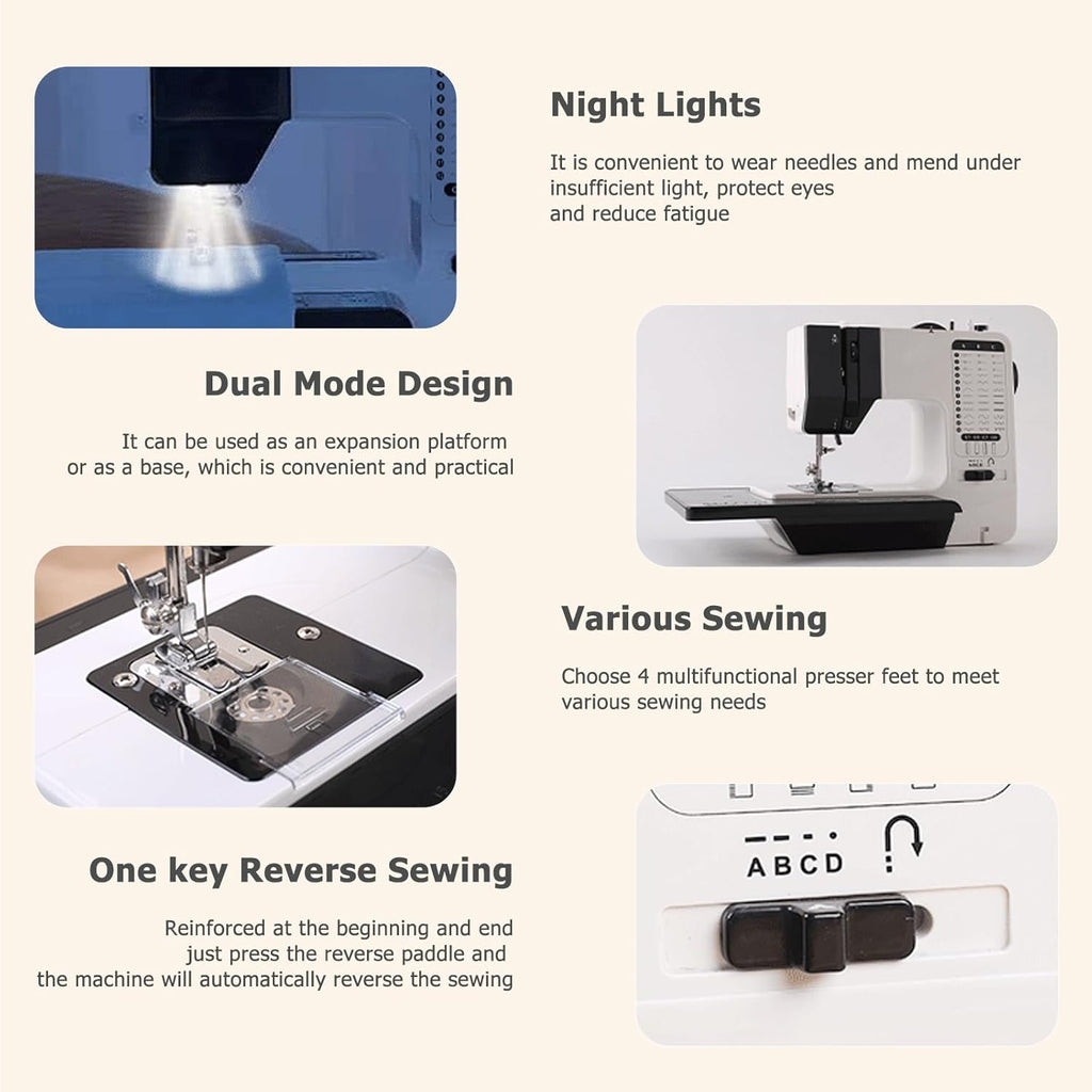 12 Stitches Mini Electric Sewing Machine with Sewing Table and 113 Pcs Sewing Kit Portable Sewing Machine with Dual Speed for Beginners