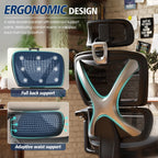 GABRYLLY Ergonomic Office Chair, Big and Tall Mesh Chair with Lumbar Support, 3D armrest - 215° Rotation, Adjustable Headrest & Soft Seat, Durable Computer Chair 350LBS for Work Gaming