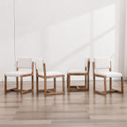 DUOMAY Upholstered Dining Chairs Set of 2, Mid-Century Modern Dining Room Chairs, Linen Fabric Kitchen Side Chairs with Wood Legs, Beige
