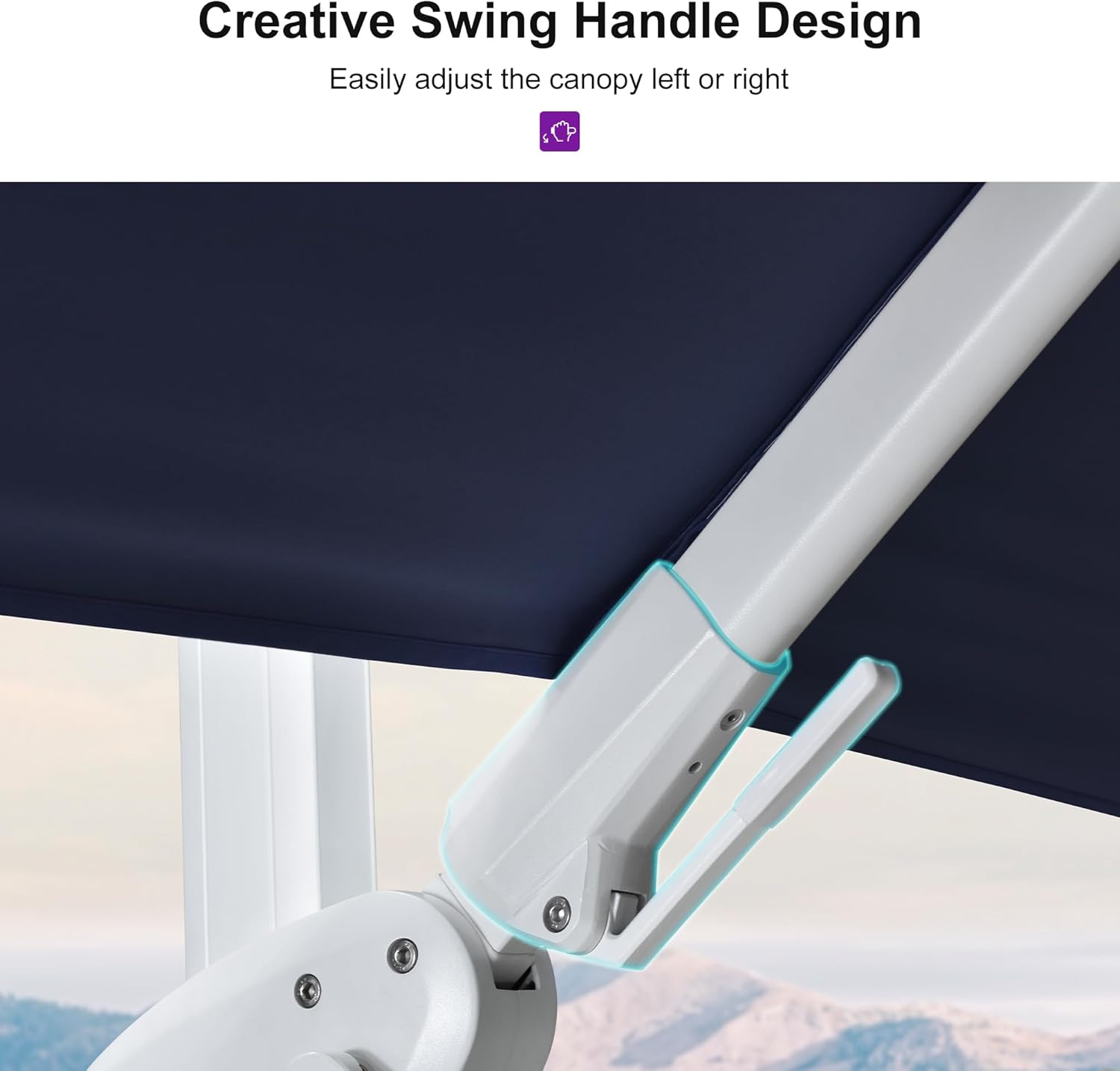 PURPLE LEAF 8' X 11.5' Right-left Tilt Patio Umbrella Swivel White Cantilever Umbrella with Tilt Aluminum Outdoor Umbrella with 360° Rotation for Deck Pool Garden, Navy Blue
