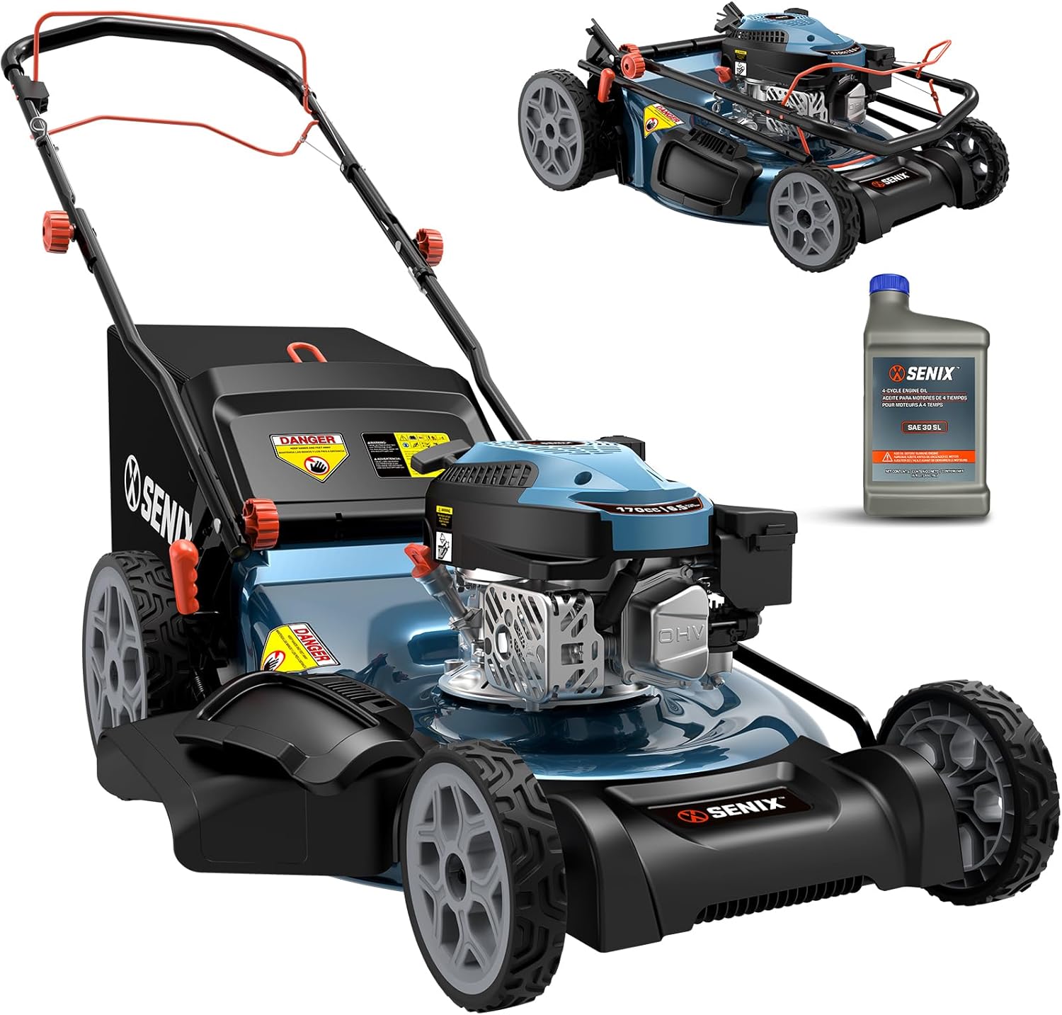 SENIX Gas Lawn Mower  22" Self Propelled Gas Powered Lawnmower with 170cc OHV 4-Cycle Engine  3-in-1 Walk-Behind Push Lawn Mower  6-Position Height Adjustment