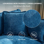 SoarFlash Chenille 77.95" Sectional Sofa, Comfy L Shaped Modular Coush Sofa with Ottoman, Modern 2 Seat Couch Deep Seat Sofa Set for Living Room,Blue