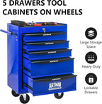 5 Drawers Tool Cart on Wheels, Multifunctional Rolling Tool Box, Drawers Rolling Trolley Organizer Tools Storage Chest for Warehouse,Garage,Workshop,Repair Shop (5 Drawers-30.5"H)