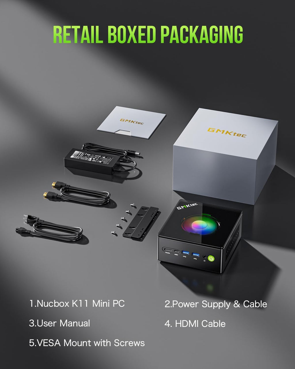 GMKtec Gaming PC  K11 AMD Ryzen 9 8945HS(8C/16T  Up to 5.2GHz)  32GB DDR5 RAM 1TB Mini PC Desktop Computer  Oculink  Dual NIC 2.5GbE LAN  HDMI/DisplayPort/USB4*2