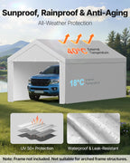 VEVOR Carport Replacement Canopy Cover, 13 x 20 ft Potable Garage Tent Top Tarp with Sidewalls, UV-Resistant & Waterproof, Heavy Duty Car Shelter Tarp with Ball Buggees, Grey, Frame Not Included