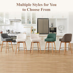 Modern Bar Stools Set of 2,Swivel Counter Height Bar Stools with Soft Upholstered Back,Thick Seat,Wooden Legs, 27" Counter Stools for Kitchen Island (Sand, 2 Pieces - 27" Counter Height)