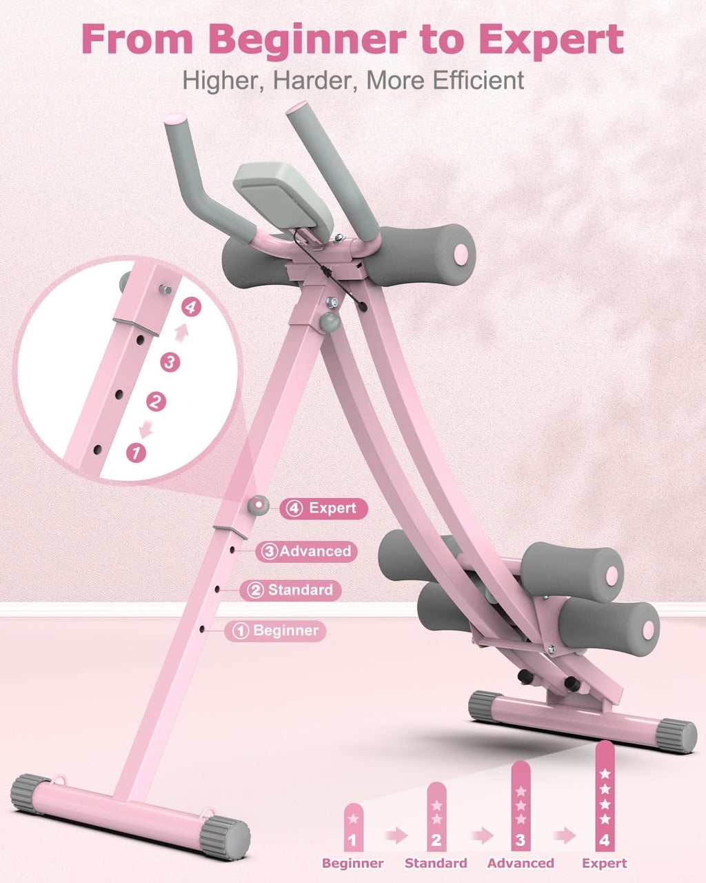 GIKPAL Ab Machine, Adjustable Trainer for Home Gym, Ab Crunch Exercise Equipment for Beginner