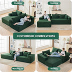 110” Cloud Sectional Couch, Modular Sectional Sofa for Living Room, Boneless Sofa with Deep Seat, Comfy Fluffy Couch with L-Shaped Chaise, No Assembly Required (Left-Facing Chaise, Green)