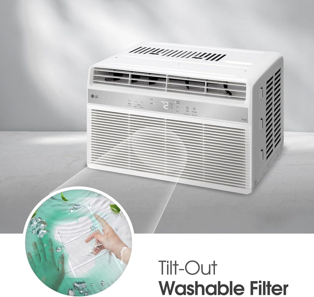 LG 6000 BTU Window Air Conditioner2024 New Remote Control, WiFi Enabled works with LG ThinQ, Alexa, Hey Google, Washable Filer Ultra-Quiet Cools Small Room up to 250 Sq.Ft AC Unit White LW6024RSMX