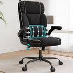 Big and Tall Office Chair with Adjustable Lumbar Support,Breathable Fabric High Back Desk Computer Chair with Adjustable Flip-up Armrests,Ergonomic Swivel PC Chair with Rocking Function