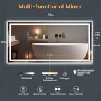 New LED Bathroom Mirror 72x36 Inch with Front and Backlit, CRI 90+, 3 Colors & Stepless Dimmable Lighted Bathroom Mirror, Anti-Fog, Memory, Top-Grade Tempered Glass, Rotatable