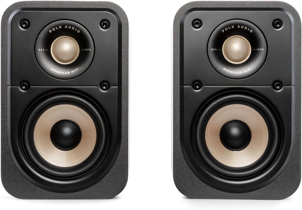 Polk Signature Elite ES10 Surround Sound Speakers - Hi-Res Audio Certified  Dolby Atmos & DTS:X Compatible  1" Tweeter & 4" Woofer  Power Port Technology for Bass (Pair  Stunning Black)