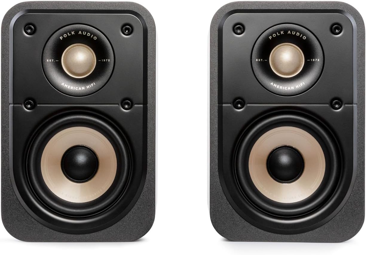 Polk Signature Elite ES10 Surround Sound Speakers - Hi-Res Audio Certified  Dolby Atmos & DTS:X Compatible  1" Tweeter & 4" Woofer  Power Port Technology for Bass (Pair  Stunning Black)
