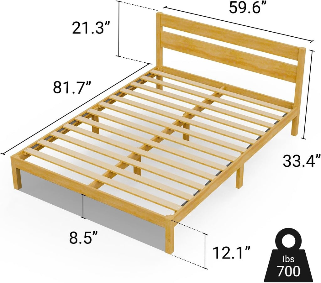 LIFEMENT Queen Classic Wood Platform Bed Frame, Headboard, Essential, Noise Free, Under Bed Storage, No Box Spring Needed, Easy Assembly