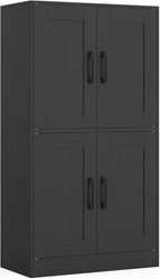 Giantex Bathroom Cabinet, 43.5” Storage Cabinet with Doors & Adjustable Shelves, Kitchen Pantry, Freestanding Storage Organizer for Living Room Dining Room (Black)
