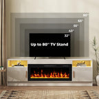 70" Electric Fireplace TV Stand for TVs Up to 80", LED Light Media Console with 36" Electric Heater, Storage Cabinet, Entertainment Center for Living Room, White