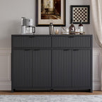 Fluted Sideboard Buffet Cabinet with Storage and Large Drawers, 55" Credenza Storage Cabinet for Living Room & Entryway, Farmhouse Buffet Table with Adjustable Shelves, Console Cabinet, Balck