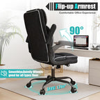 Big and Tall Office Chair with Adjustable Lumbar Support,Breathable Fabric High Back Desk Computer Chair with Adjustable Flip-up Armrests,Ergonomic Swivel PC Chair with Rocking Function