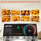 OSTBA Deep Fryer with Basket, 10.36QT Deep Fryer, 1600W Stainless Steel Commercial Deep Fryer with Adjustable Temperature 140–390℉, Removable Basket & Oil Tank