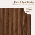 67" Fluted Buffet Cabinet Sideboard with Storage, Large Credenza with 6 Doors Accent Storage Cabinets Mid Century Modern Sideboard for Living Room Kitchen (Walnut)