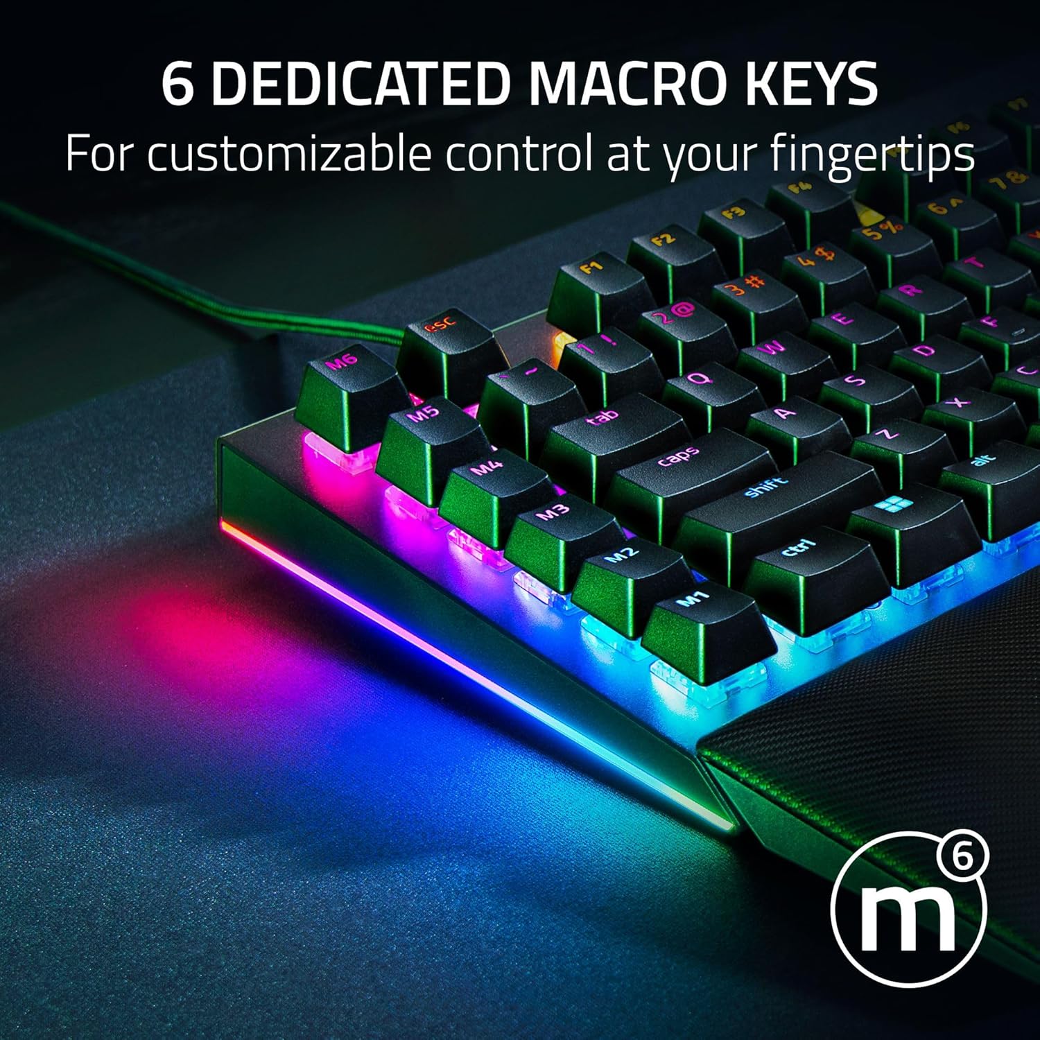 Razer BlackWidow V4 Mechanical Gaming Keyboard: Yellow Switches Linear & Silent - Chroma RGB - 6 Macro Keys - Magnetic Wrist Rest - Doubleshot ABS Keycaps - Roller & Media Keys - Snap Tap