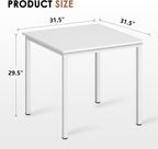 Need Small Square Dining Table- 31-1/2'' Sturdy and Heavy Duty Writing Desk for Small Spaces and Writing Table Desk Breakroom Table, White Color