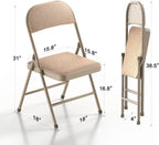Nazhura 4 Pack Folding Chairs, Fabric Dining Chair Set with Padded Cushion and Back, Indoor Outdoo Seat for Home Office Events Wedding Party (Oatmeal Strip Fabric Seating)
