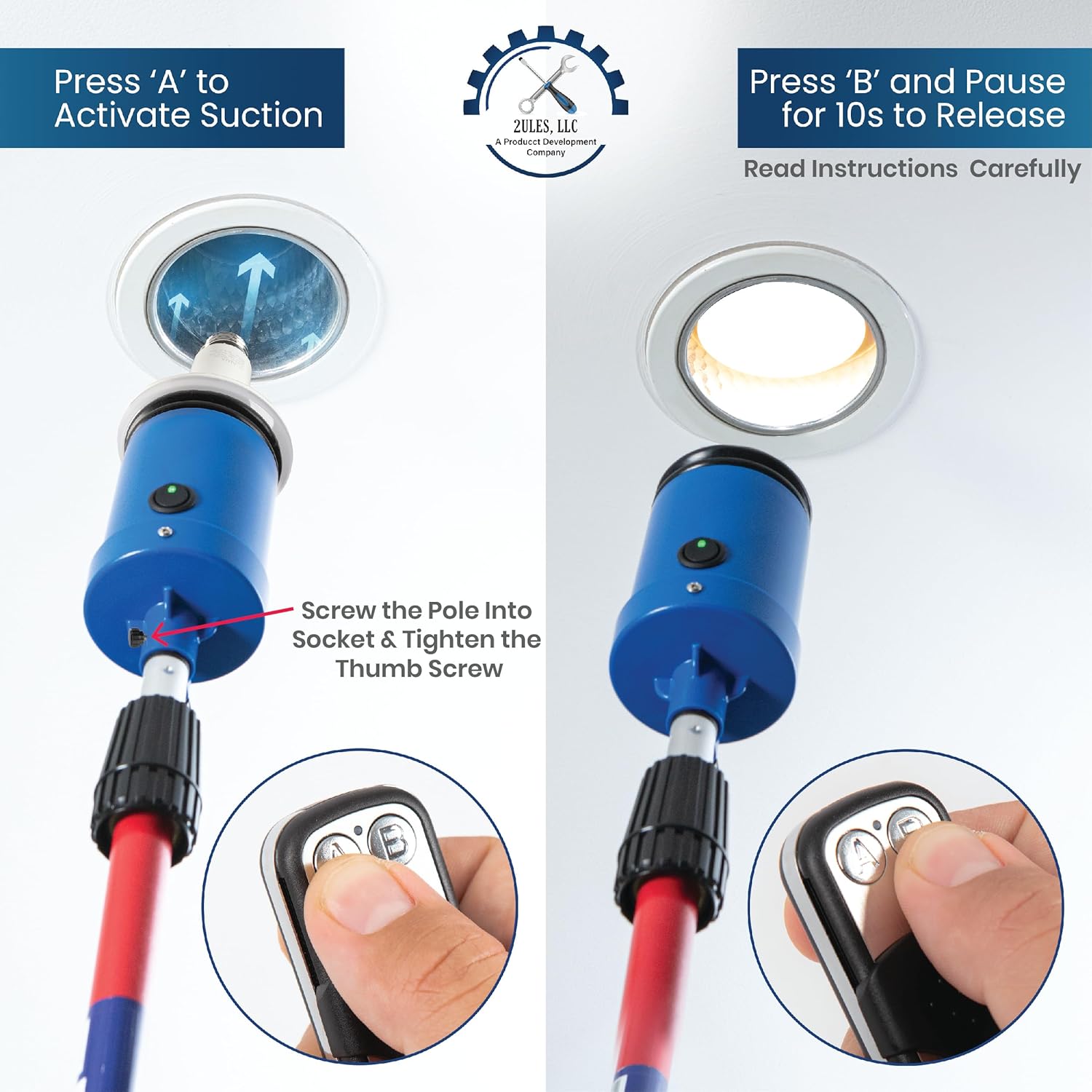 Light Bulb Changer for High Ceilings - Vacuum Operated High Ceiling Light Bulb Changer Tool, Remote-Controlled Bulb Changing Kit (Pole not Included)