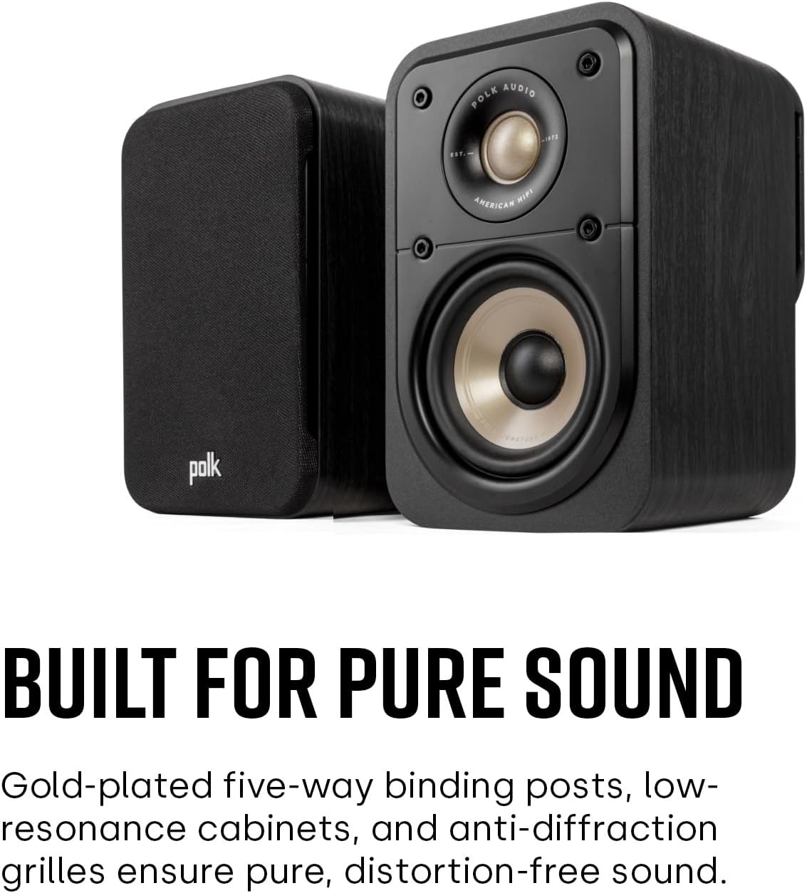 Polk Signature Elite ES10 Surround Sound Speakers - Hi-Res Audio Certified  Dolby Atmos & DTS:X Compatible  1" Tweeter & 4" Woofer  Power Port Technology for Bass (Pair  Stunning Black)