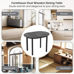 Giantex 43" Wooden Dining Table for 2-4 People, Oval Kitchen Table w/Rubber Wood Legs, Farmhouse Dining Room Desk for Small Place Apartment, Home Office Living Room Furniture, Load 260 LBS