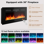 70″ Fluted Fireplace TV Stand for 80″ TVs, Remote & Touch Control, Adjustable Flame Colors & Temperature Entertainment Center with Storage, Modern Media TV Console Table for Living Room (Black)