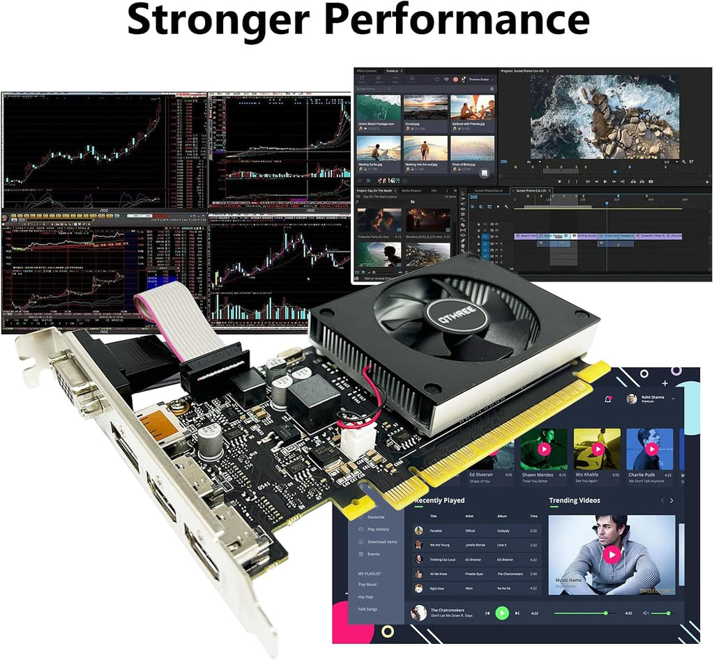 QTHREE GeForce GT 730 4GB Graphics Card,2X HDMI, DP,VGA,DDR3,64 Bit,Low Profile Video Card for PC,Computer GPU,PCI Express X8,SFF,DirectX 12,Support Winows 11