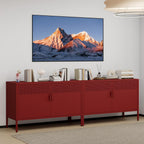 Metal Storage Cabinet with 2 Doors & Adjustable Shelves, 25" H Red Accent Cabinet, Metal Locker Storage Cabinets, Tv Stand Cabinet for Home, Office, Living Room, Entryway