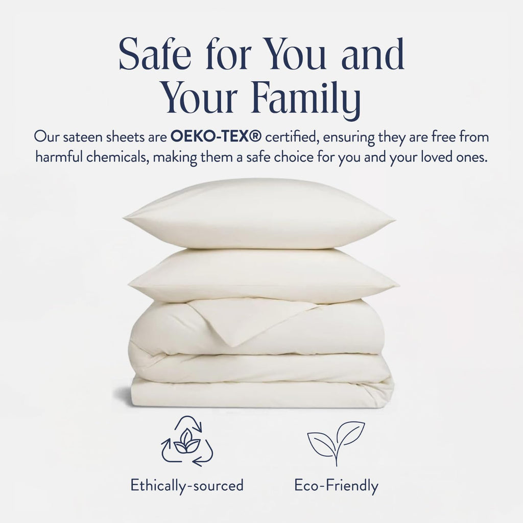 Brooklinen Luxury Sateen Duvet Cover Set - King/Cali King Size in Cream - 3 Piece Set (1 Duvet Cover, 2 Pillowcases) - 100% Cotton, 480 Thread Count