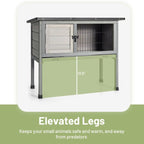 Best Outdoor Indoor Elevated Wooden Rabbit Hutch With Removable Tray