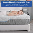 Extra Firm Mattress Queen 14 Inch, Green Tea/Gel Memory Foam Mattress with Fiberglass-Free Cover,Two Side White Medium Firm/Extra Firm High-Density-Mattress for Back Pain,CertiPUR-US,in USA, 80"x 60"